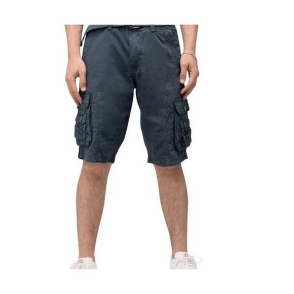 MWT Mens Qraoyuen Blue Cargo Shorts | Size 40 - Picture 1 of 10